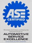 ASE Certification for auto professionals. Peace of mind for customers.